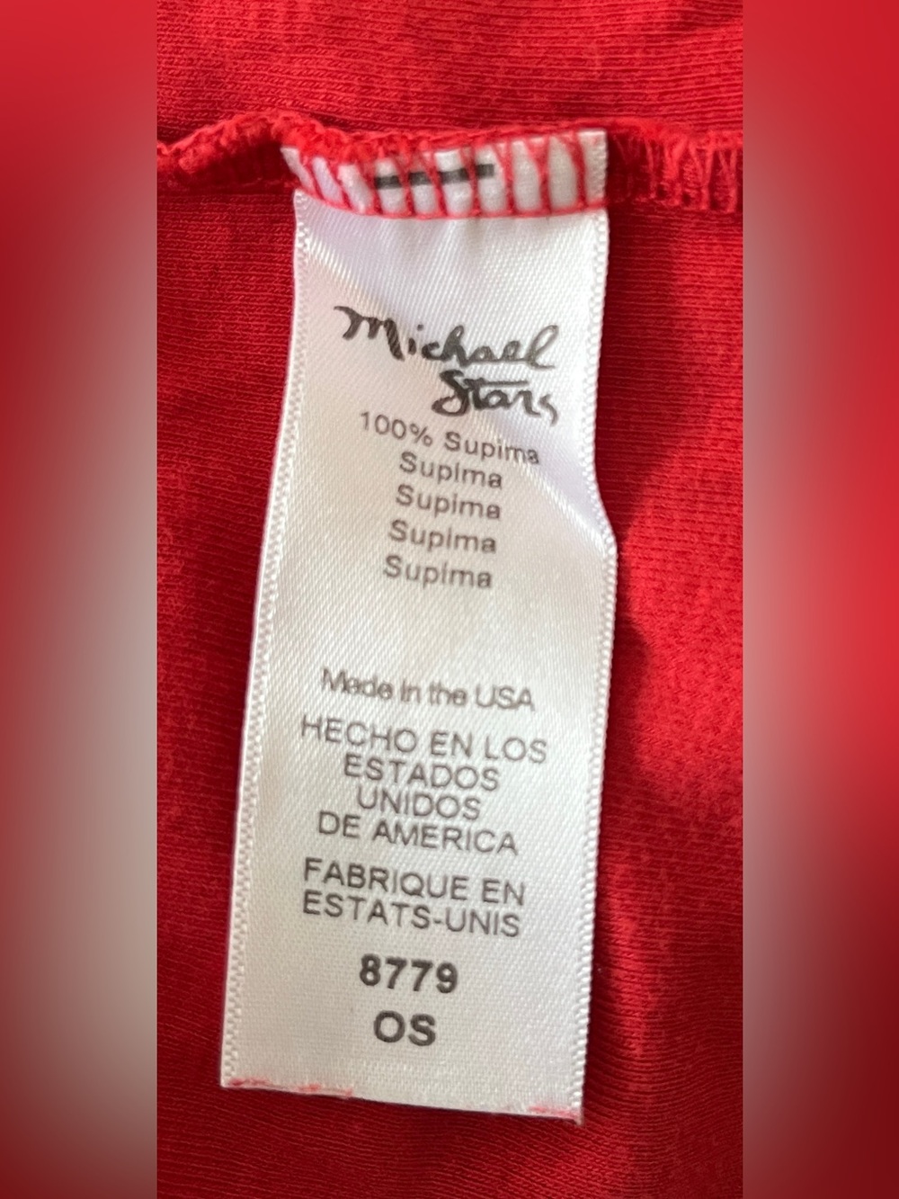 ❤️ Michael Stars Red Supima Cotton Tee | Made in USA | Stretch One Size Top - Picture 10 of 11